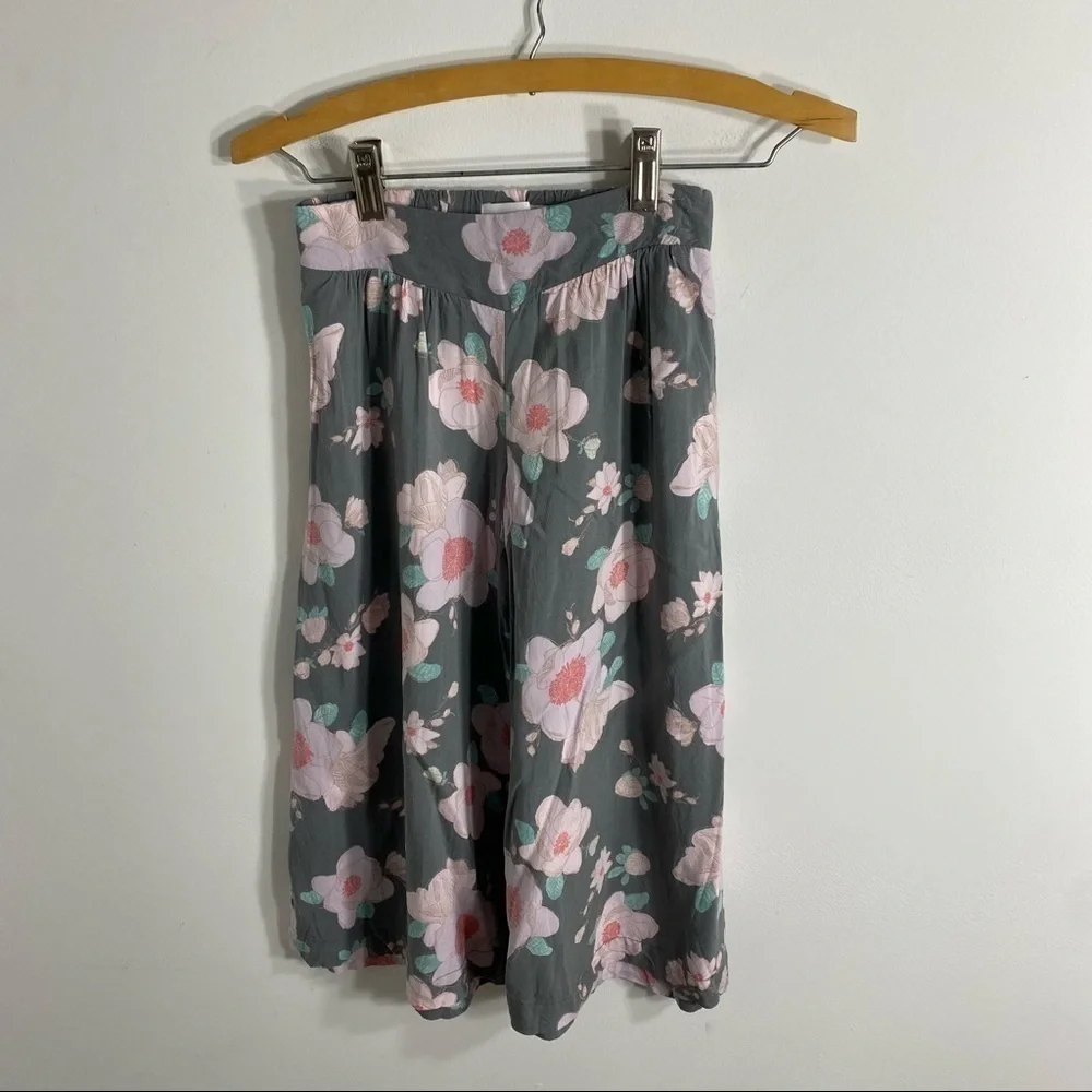Old Navy Floral Palazzo Pants Medium Loose Gray Pink Kids Girls